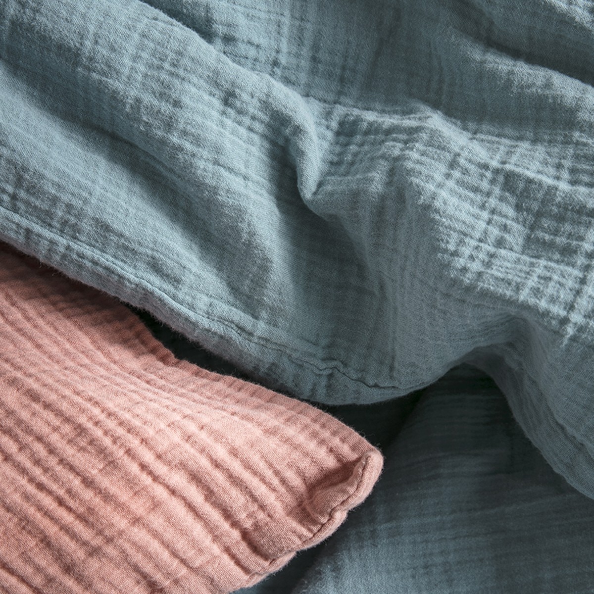 Housse de couette - Tendresse bleu alpin - gaze de coton