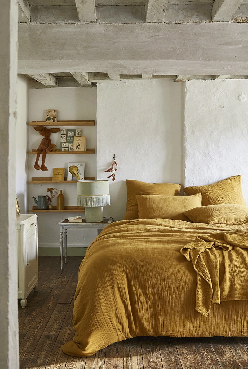 Housse de couette - Tendresse tangerine - gaze de coton